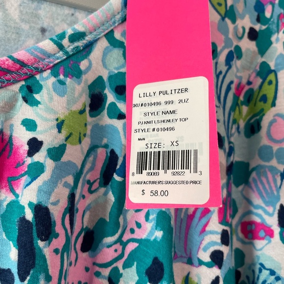 Lilly Pulitzer Pajama knit Henley top sz XS NWT - Picture 2 of 3